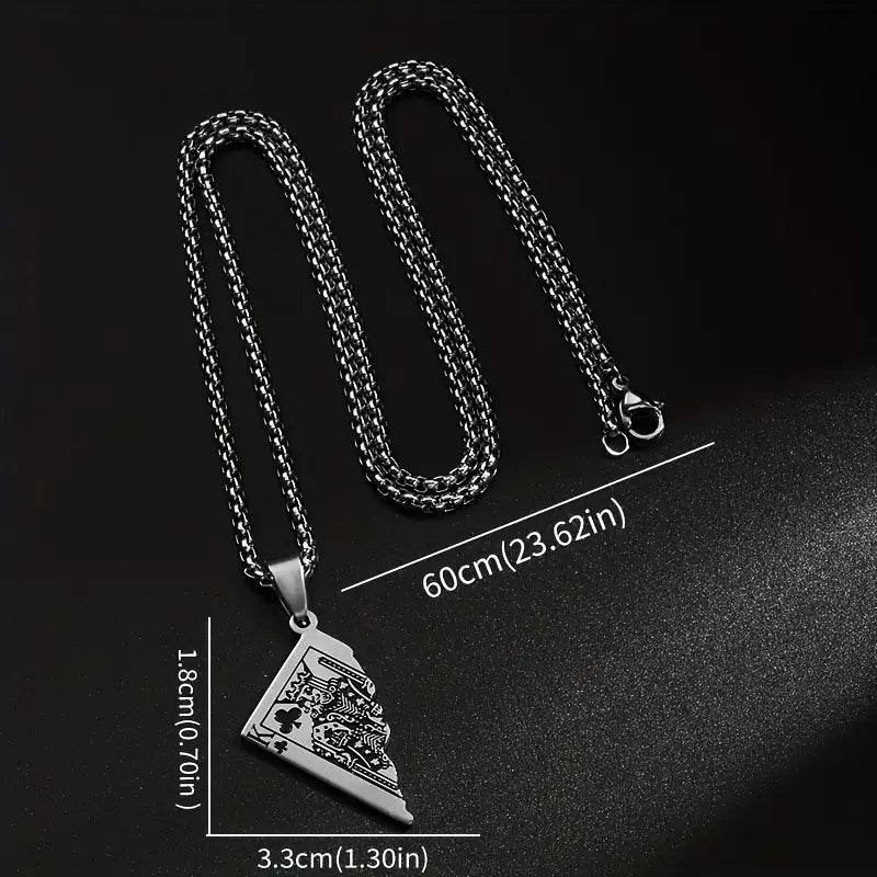 Stainless Steel Half-Card Poker Necklace - King