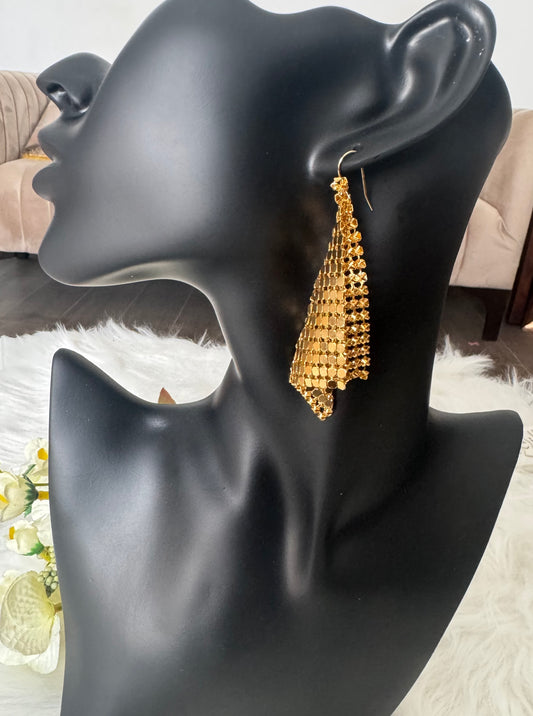 Gold Plated Drape Dangle Earrings
