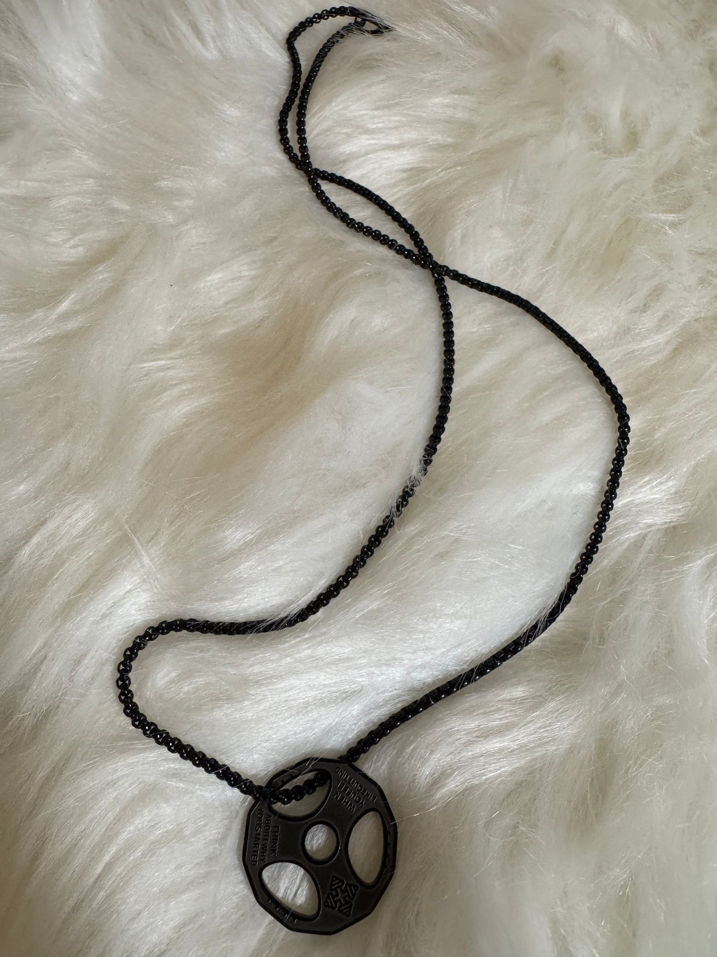 Men's Gym Fitness Style Stainless Steel weight plate Pendant - Black